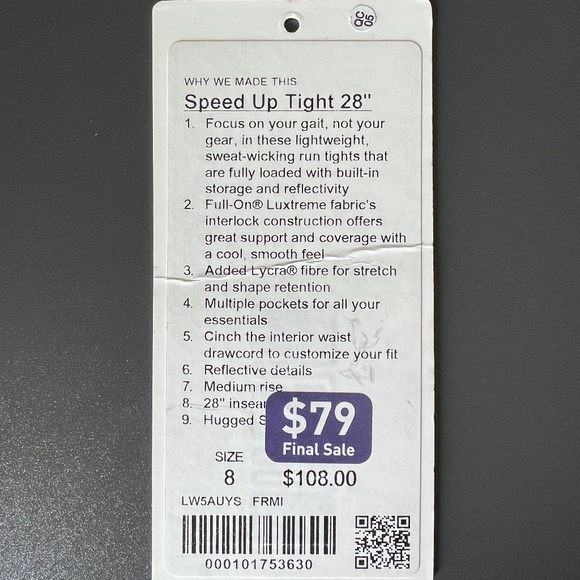 Lululemon Speed Up Tight 28" (size 8) *LIKE NEW* - Picture 11 of 11